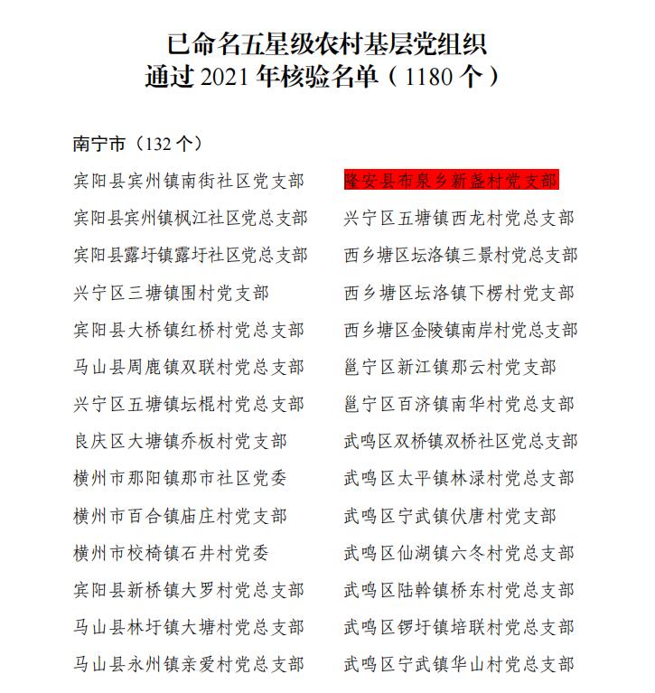 基层党建稳健提升——我院定点帮扶村隆安县布泉乡新盏村党支部通过2021年五星级党组织核验